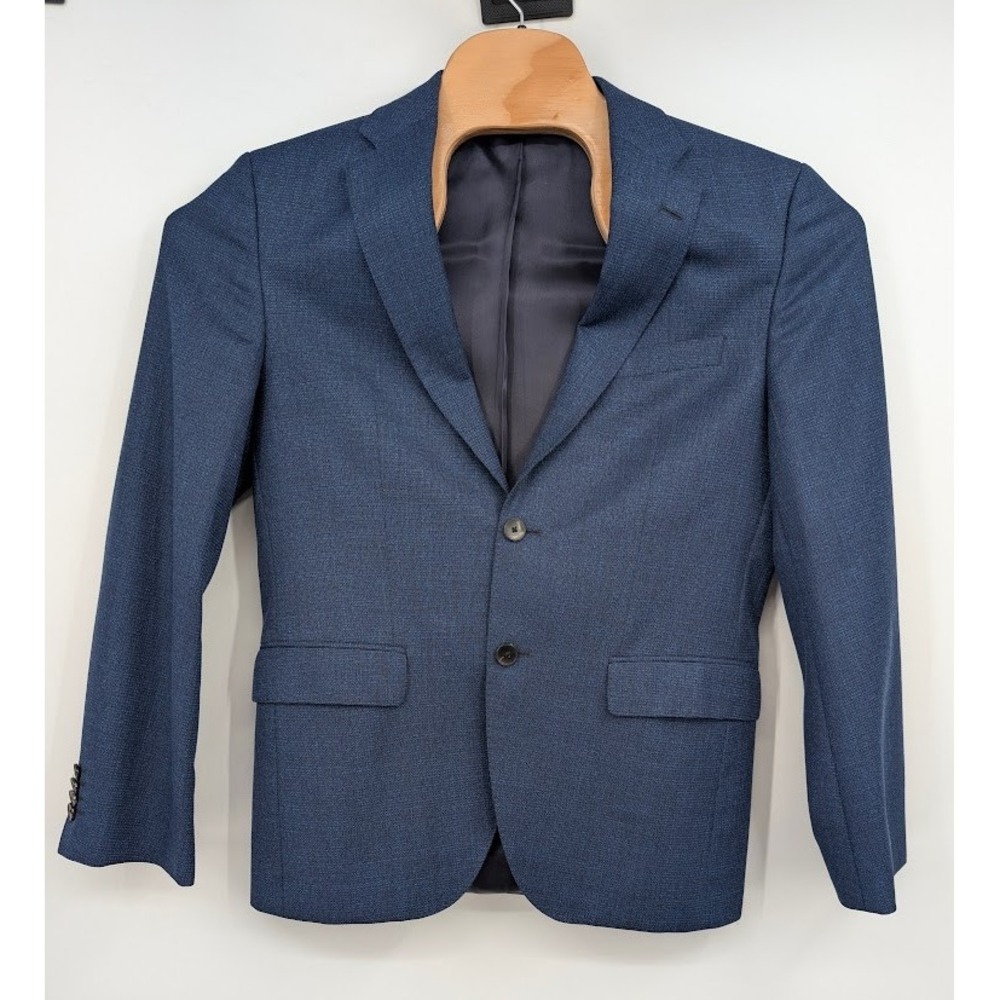 Hugo Boss Italian Guabello Luxury Wool Suit Textured Slate Blue Men's 38R